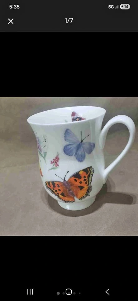 Beautiful Roy Kirkham "Butterfly Garden" Fine Bone China Mug