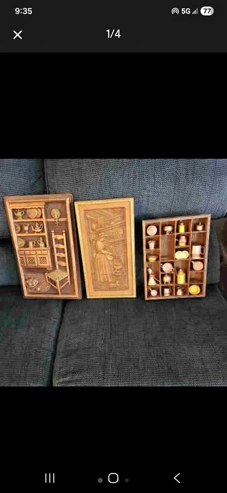 Vintage 3-Piece Copper/wood Kitchen Wall Decor MCM Style