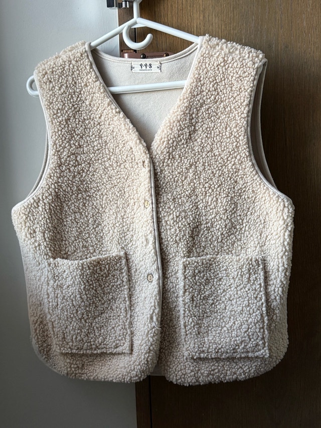 SIZE L//Cream Sherpa Vest with Pockets - photo 2