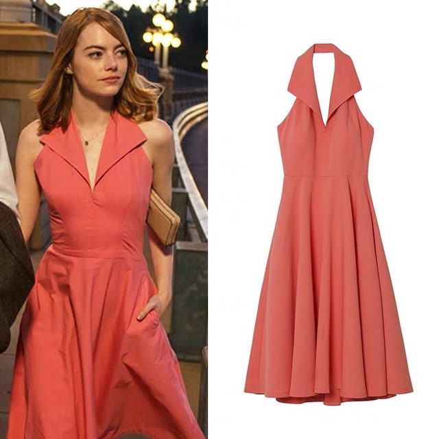 LALALAND TANGERINE LARGE LAPEL DRESS