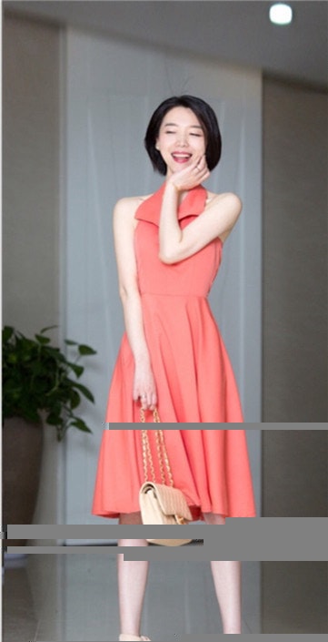 LALALAND TANGERINE LARGE LAPEL DRESS - photo 2