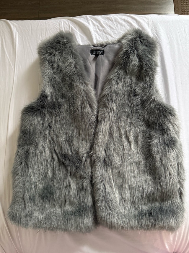 Topshop Silver Faux Fur Vest