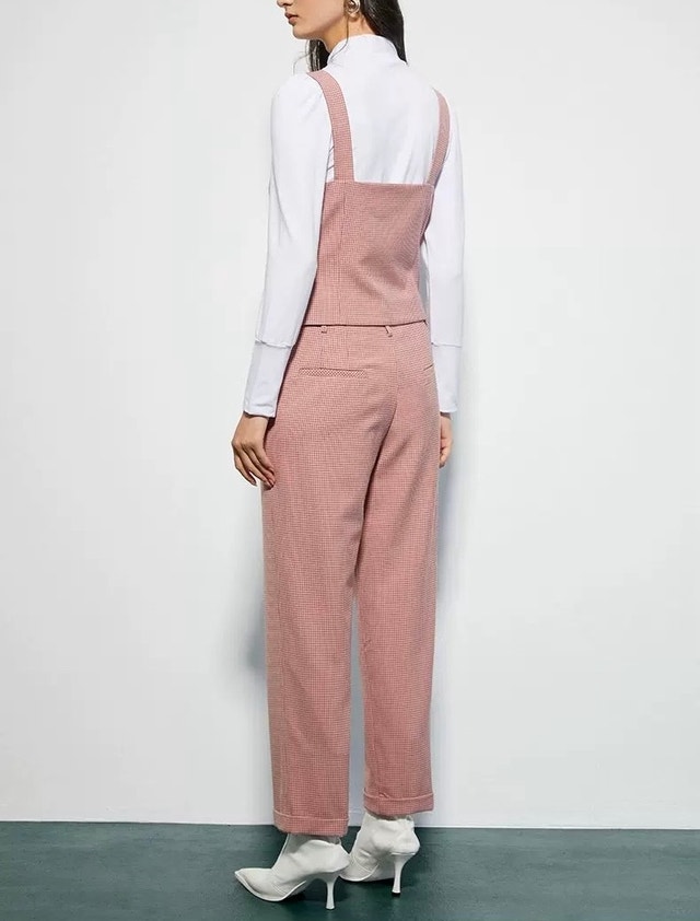 Pink Checkered Wool Women's Waistcoat - photo 4