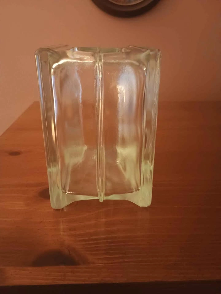 Vintage MCM Glass Block Vase - Wavy, Clear, Thick - photo 3