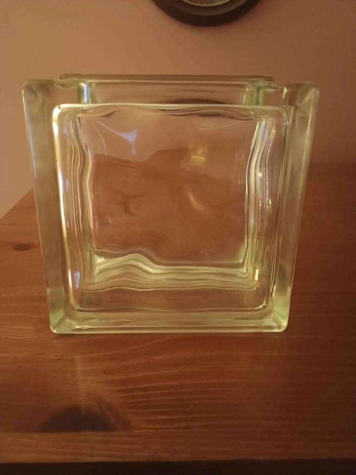 Vintage MCM Glass Block Vase - Wavy, Clear, Thick - photo 4
