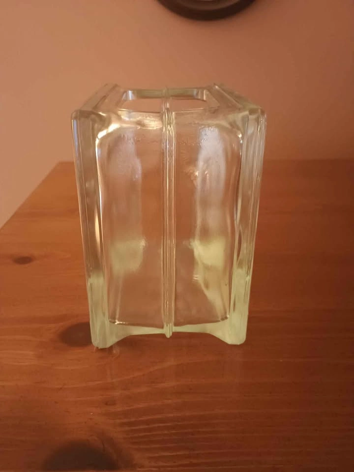Vintage MCM Glass Block Vase - Wavy, Clear, Thick - photo 5