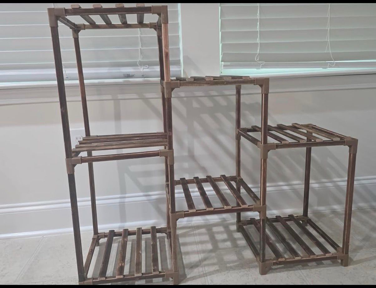 7-Tier Carbonized Pine Plant Stand for 13 Potted Plants - photo 2