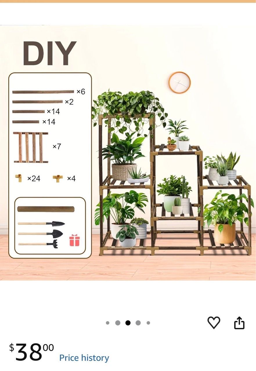 7-Tier Carbonized Pine Plant Stand for 13 Potted Plants - photo 4