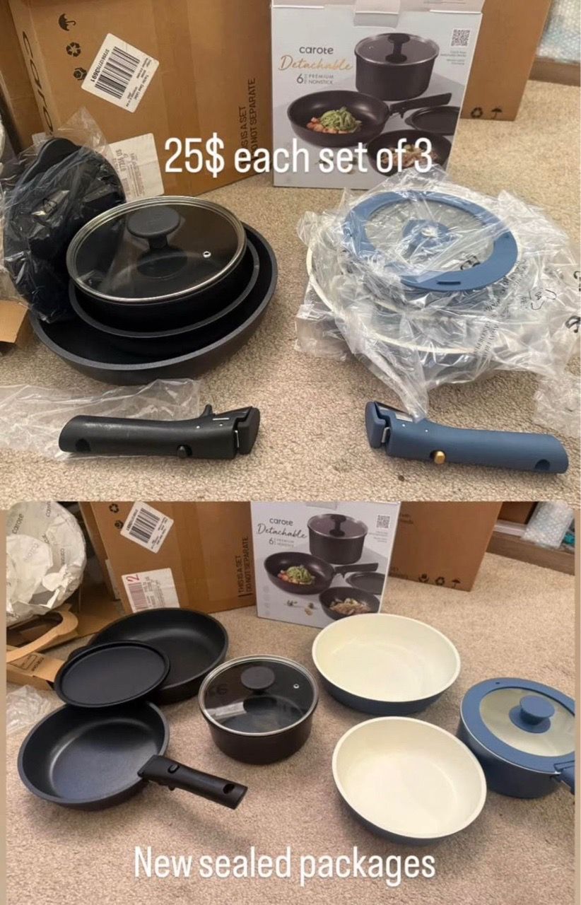 3-Piece Ceramic Cookware Set with Detachable Handle - photo 3