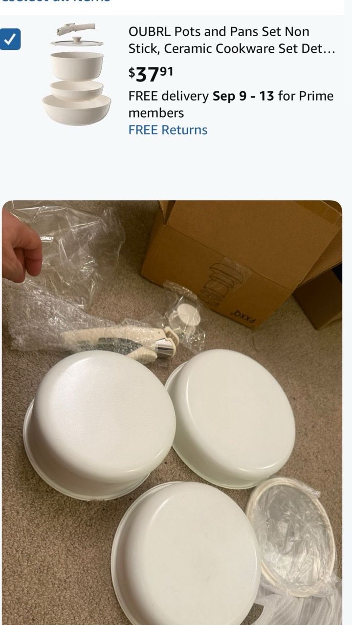 3-Piece Ceramic Cookware Set with Detachable Handle - photo 4