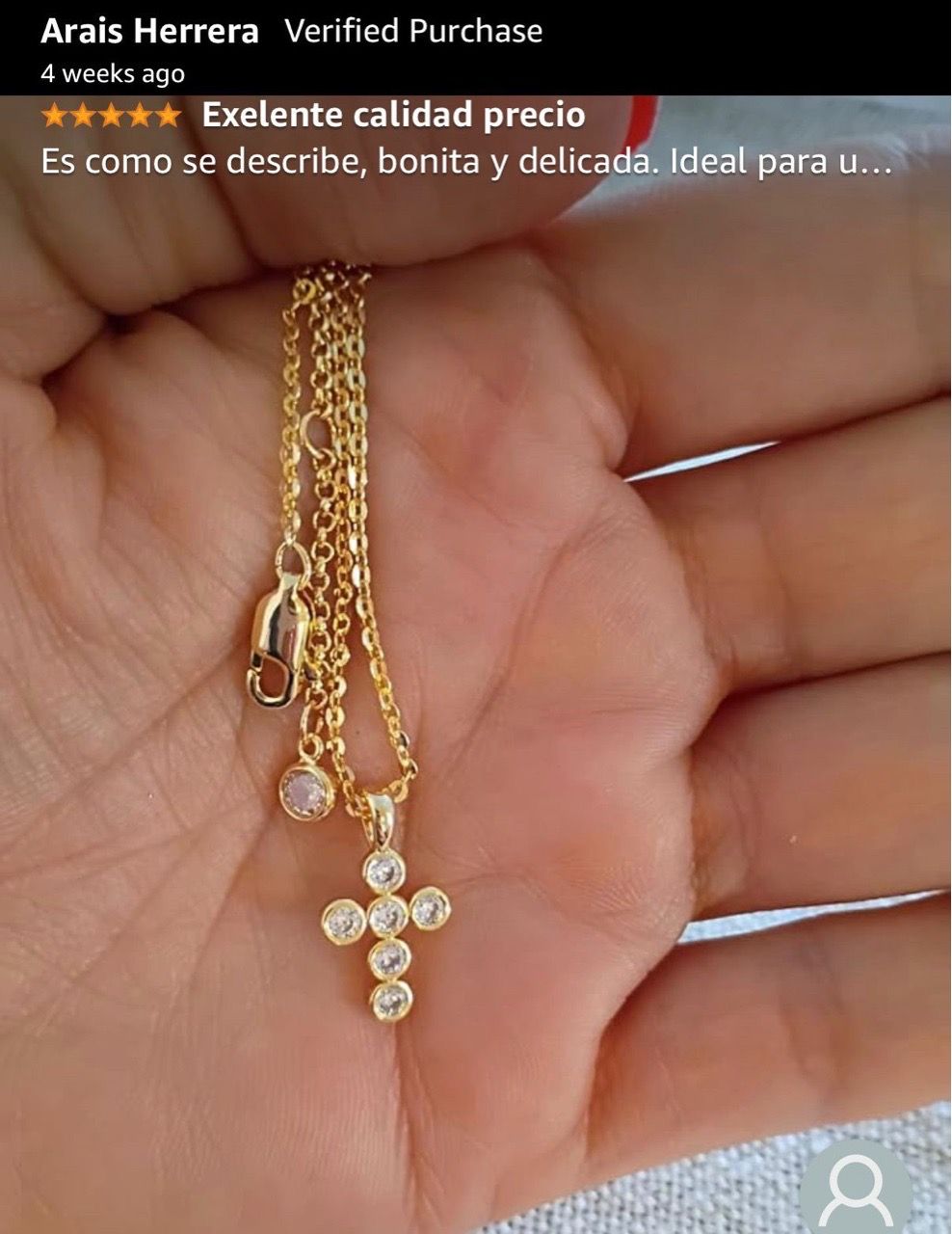 Dainty 14K Gold Plated CZ Cross Necklace