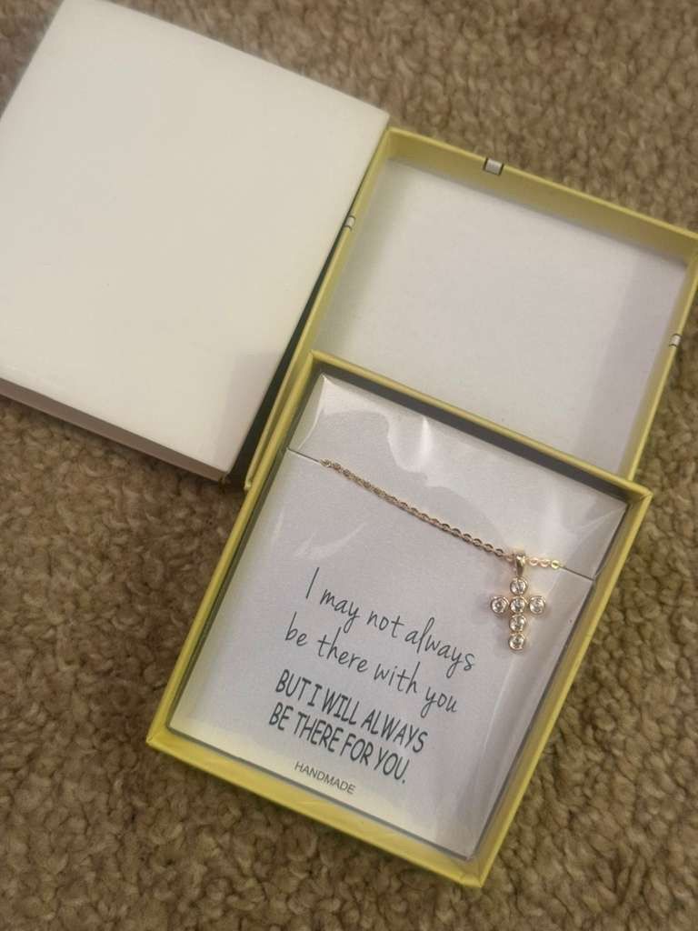 Dainty 14K Gold Plated CZ Cross Necklace - photo 2