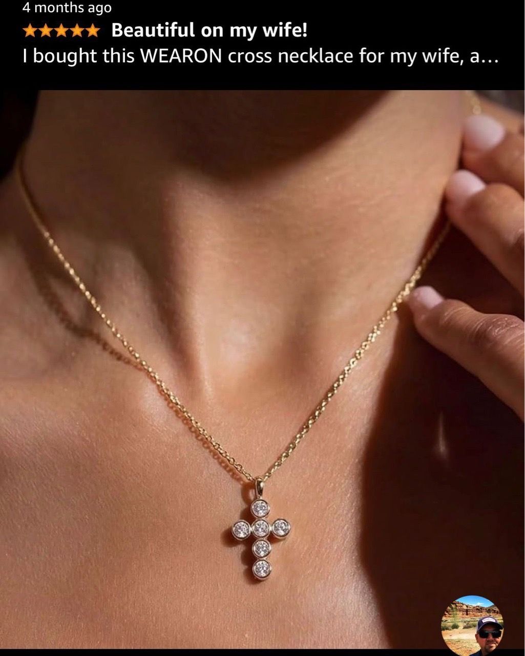 Dainty 14K Gold Plated CZ Cross Necklace - photo 3