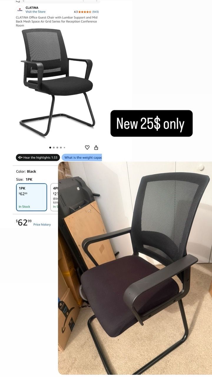Office Guest Chair with Lumbar Support Mesh Air Grid - photo 2