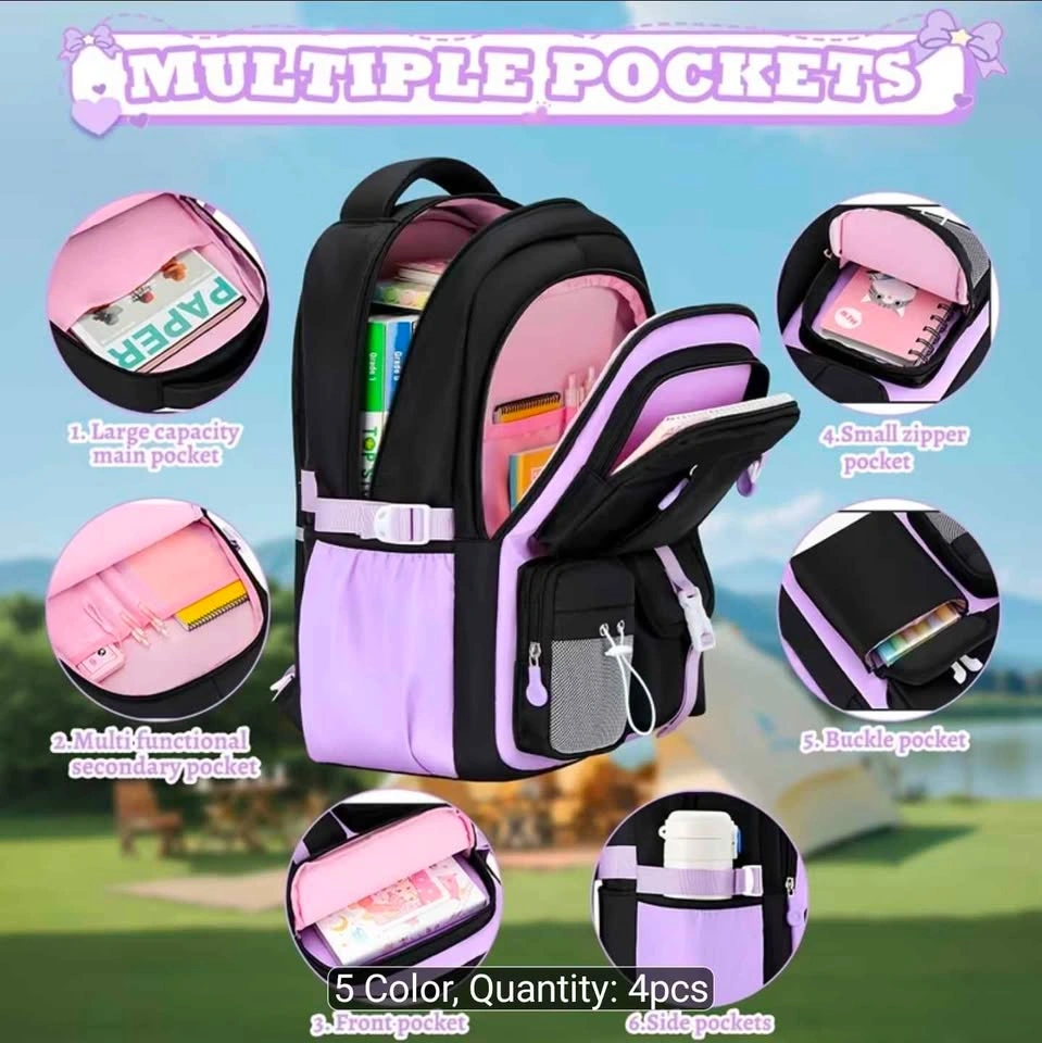 4pcs Lightweight Multi-pocket Backpack and Handbag Set - photo 2