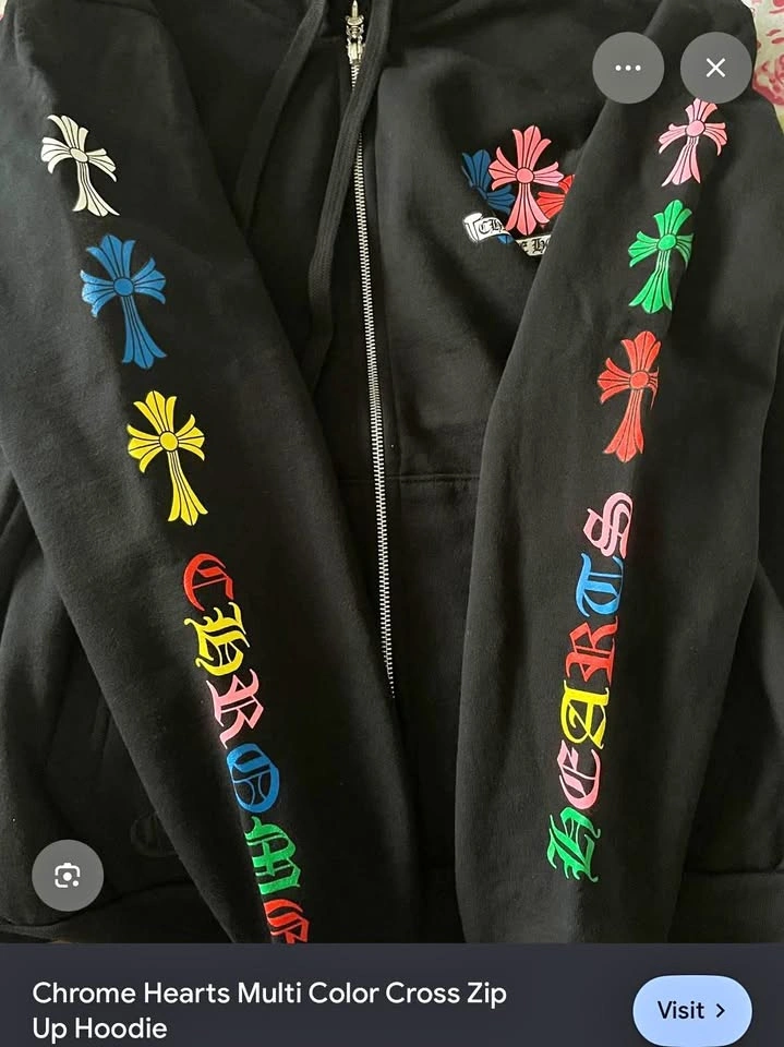 Chrome Hearts Multi Color Cross Zip Up Hoodie