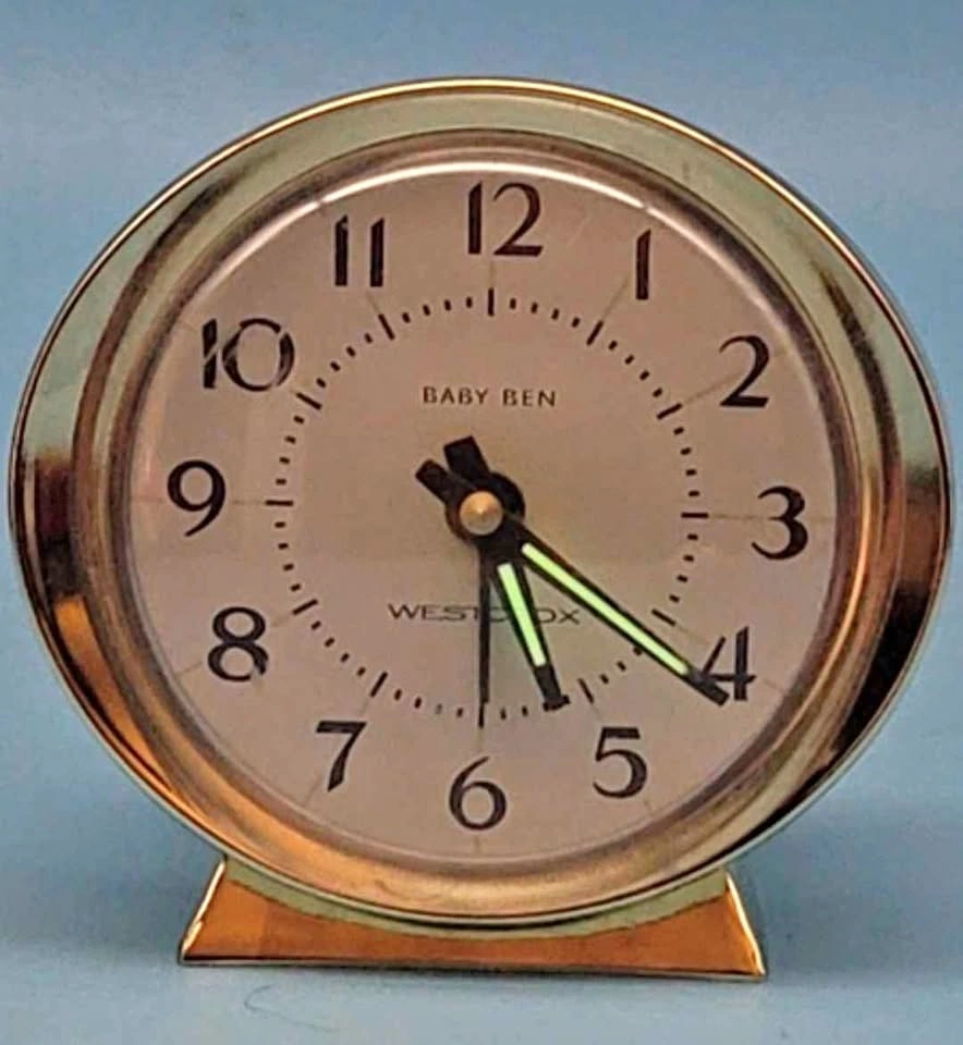 Vintage Westclox BABY BEN ALARM CLOCK Ivory/ Brass Tested