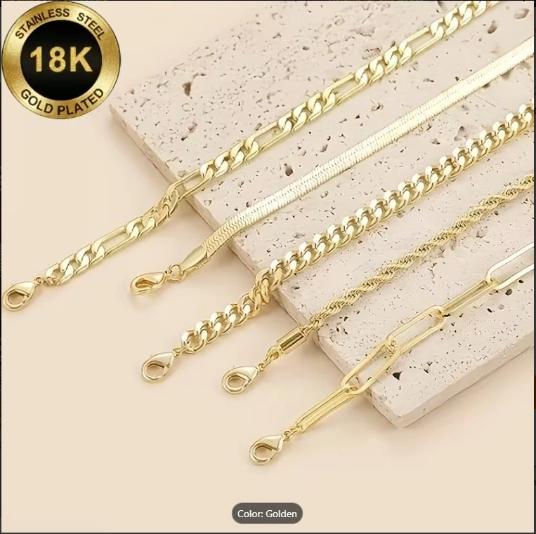 5pcs 18k Gold-Plated Stainless Steel Bracelet Set - photo 2