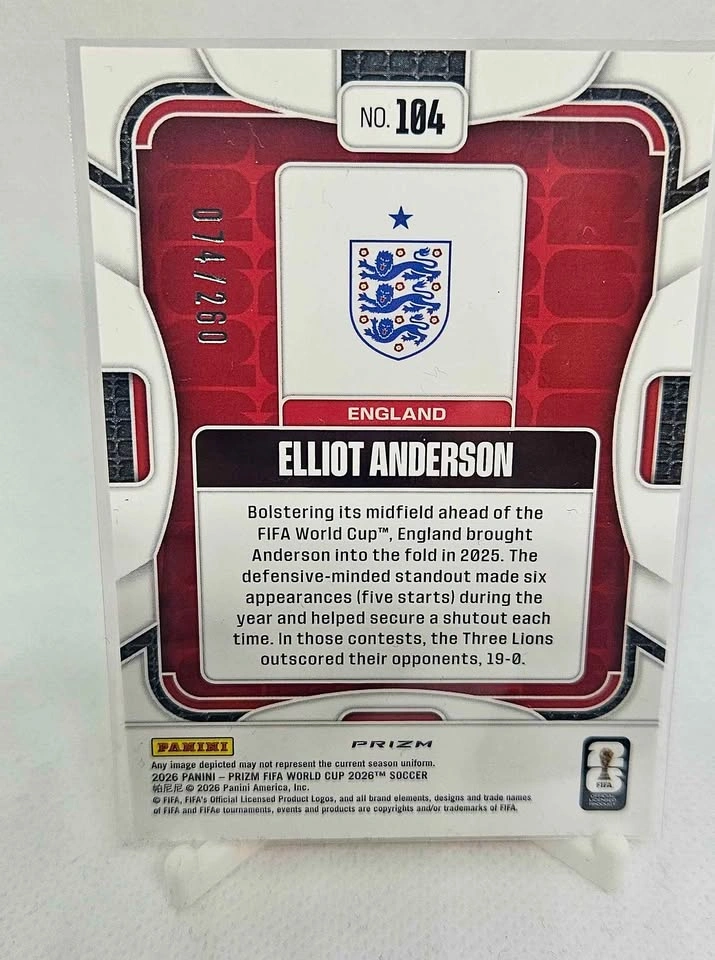 Panini Prizm 2026 FIFA World Cup Elliot Anderson Orange Prizm - photo 2
