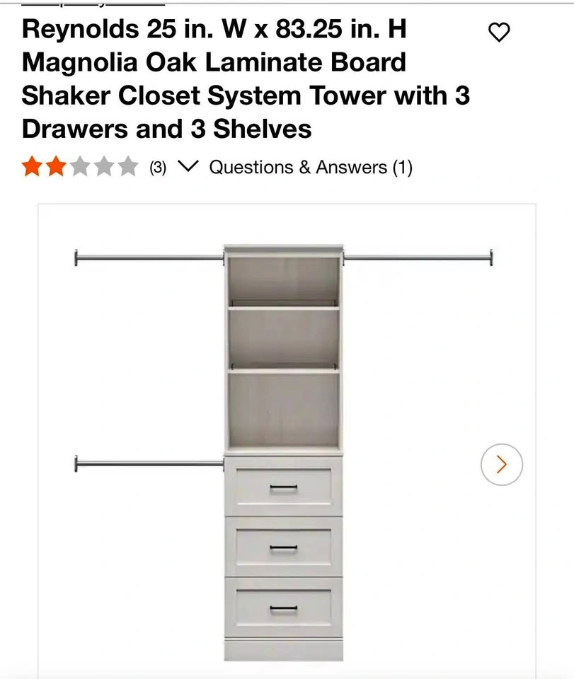 Reynolds Magnolia Oak Shaker Closet System Tower