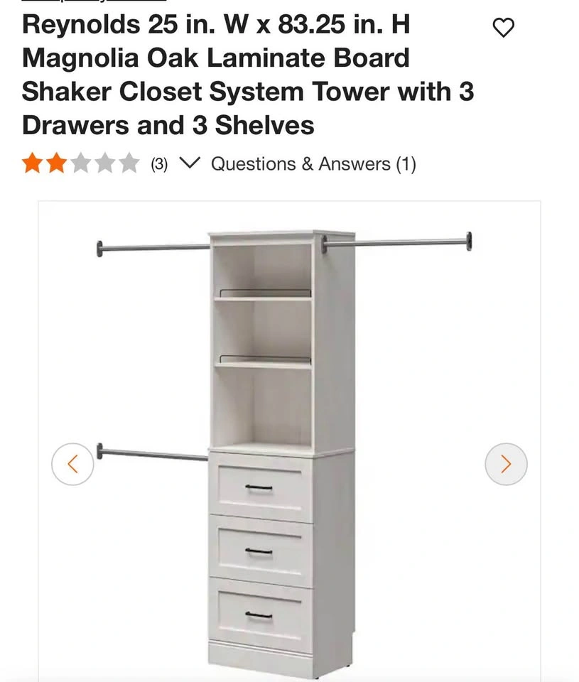 Reynolds Magnolia Oak Shaker Closet System Tower - photo 2