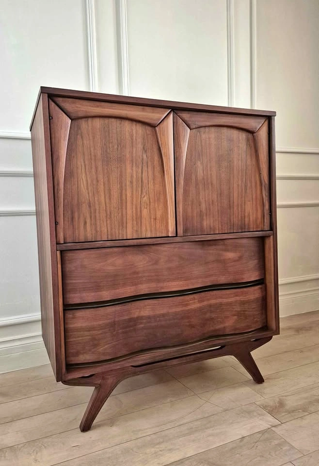Sculptural Mid-Century Modern Walnut Highboy
