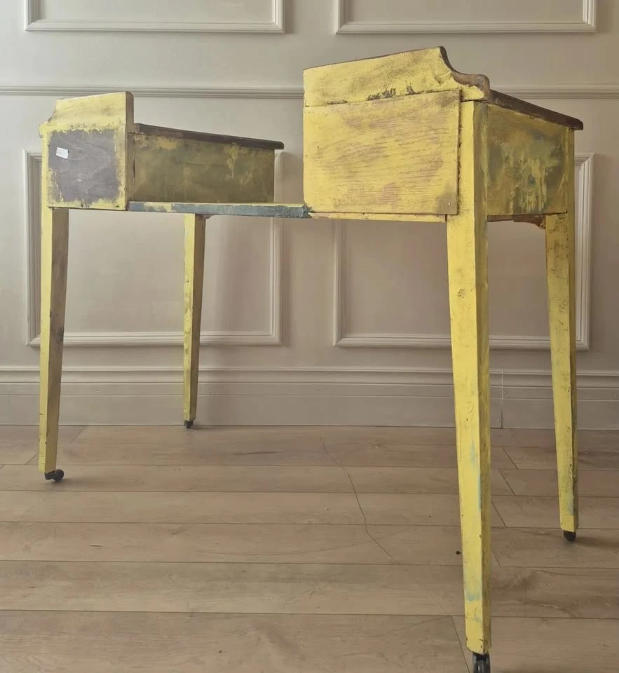 Edwardian Telephone Table / Gossip Bench - Yellow Console - photo 2