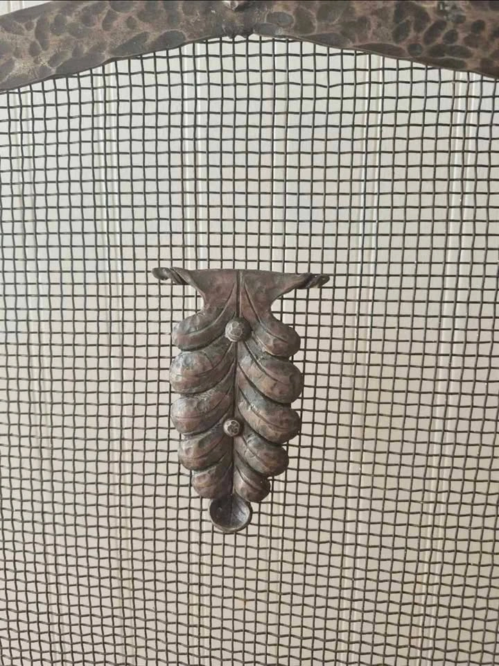 Antique Arts & Crafts Hand-Hammered Wrought Iron Fireplace Scree - photo 4