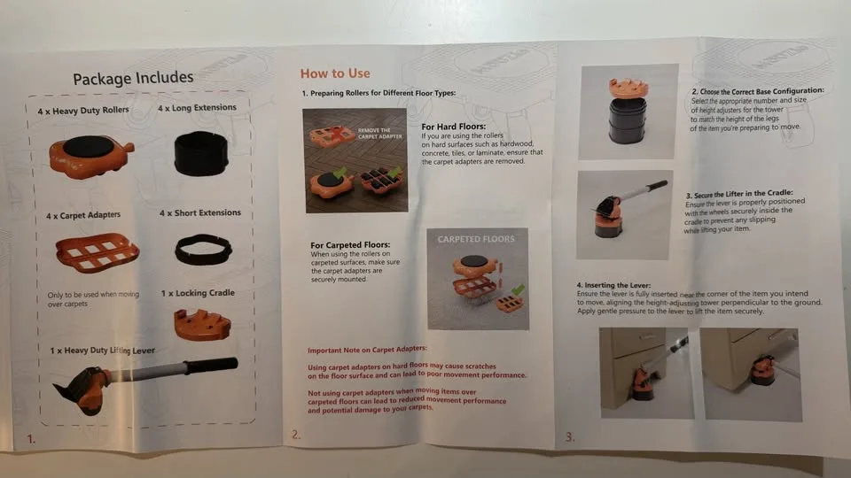 NEW - Heavy Duty Furniture Lifter with 4 Sliders image indicator(7)