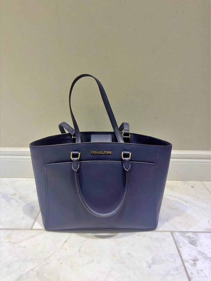 Michael Kors Navy Blue Saffiano Leather Tote Bag