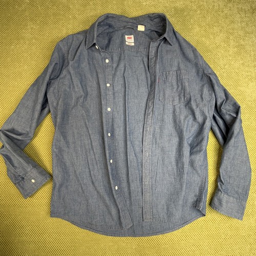 Levi's Men's Cool Blue Chambray Long Sleeve Button Up Shirt - photo 3
