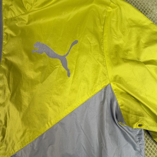 Puma Men's S Neon Yellow Grey Hooded Windbreaker - photo 3