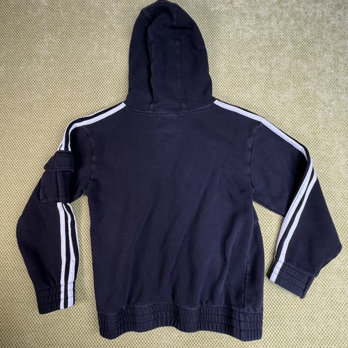 Adidas Kids Size M (10-12) Black White 3-Stripe Hoodie - photo 2