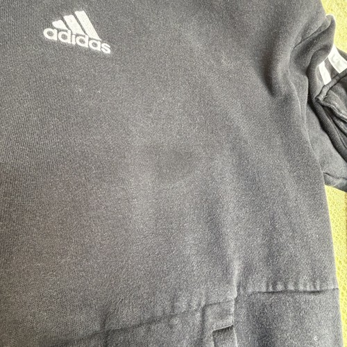 Adidas Kids Size M (10-12) Black White 3-Stripe Hoodie - photo 3