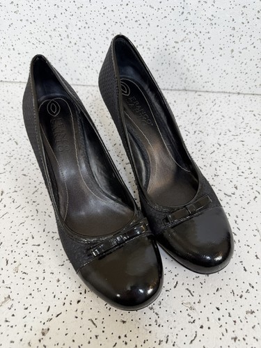 Franco Sarto L-Sixties Women's 9M Black Bow Kitten Heel Pumps