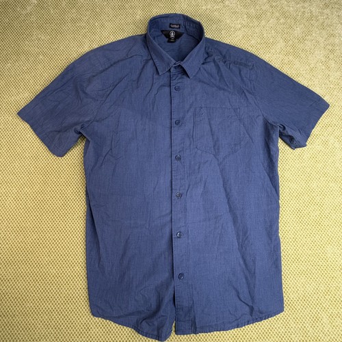 Volcom Men's Chambray Blue Classic Fit Button-Up Shirt Size S