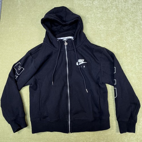 Nike Air Full Zip Hoodie Womens Large Black Spellout Sleeve Logo