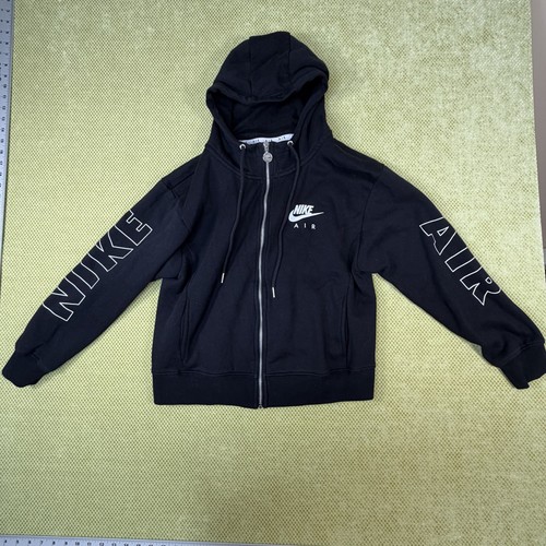 Nike Air Full Zip Hoodie Womens Large Black Spellout Sleeve Logo - photo 2