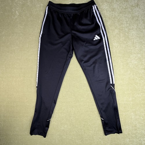 Adidas Men's Medium Aeroready Black White 3-Stripe Track Pants