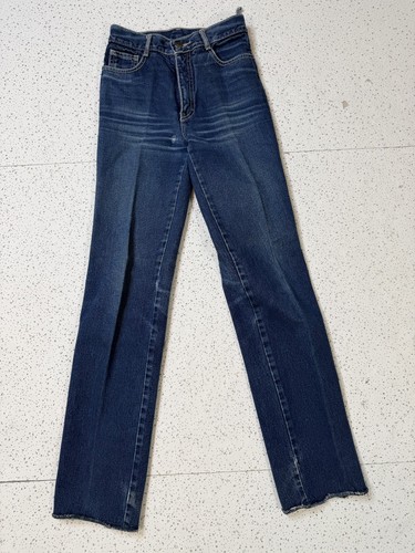 Vintage Jordache Girls High Rise Straight Leg Jeans Blue Raw Hem