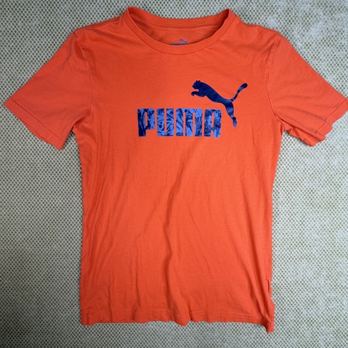 Puma Kids Youth Size L (14-16) Orange Logo Graphic T-Shirt