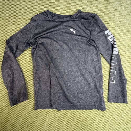Puma Youth Size M 10-12 Grey Long Sleeve Athletic Shirt