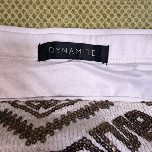 Dynamite Women's S Sequin Mini Skirt Black Gold Geometric - photo 2