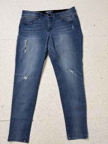 Democracy "Ab"solution Jeans Women's 14 Blue Skinny Distressed