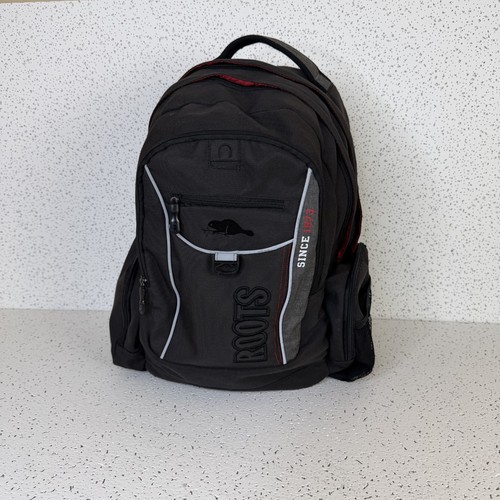 Roots Black Grey Red Multi Compartment School Backpack