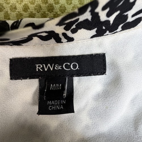 RW&CO Women's Size M Black White Floral Blouse - photo 3