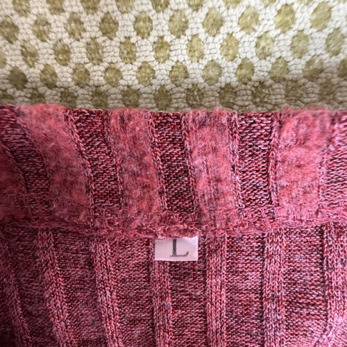 Women's Burgundy Ribbed Knit Sweater Crewneck Long Sleeve - photo 3