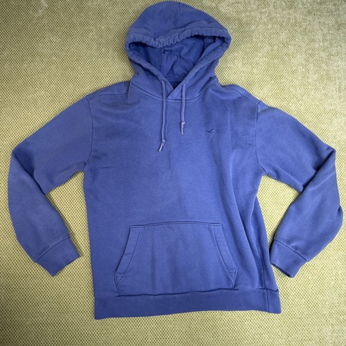 Hollister Men's M Blue Pullover Hoodie Logo Washed Casual Y2K