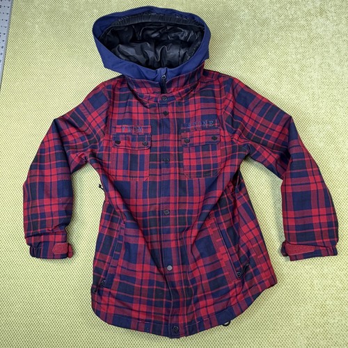 Volcom Neolithic Womens XL Red Plaid Insulated Snow Jacket 10K S