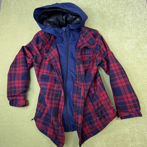 Volcom Neolithic Womens XL Red Plaid Insulated Snow Jacket 10K S - photo 3